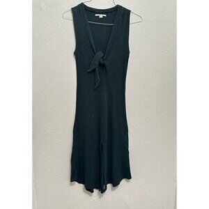 O’Neil Womens Green Sandra Midi Slip Dress Plunge Neck Front Slit Sz S Beach